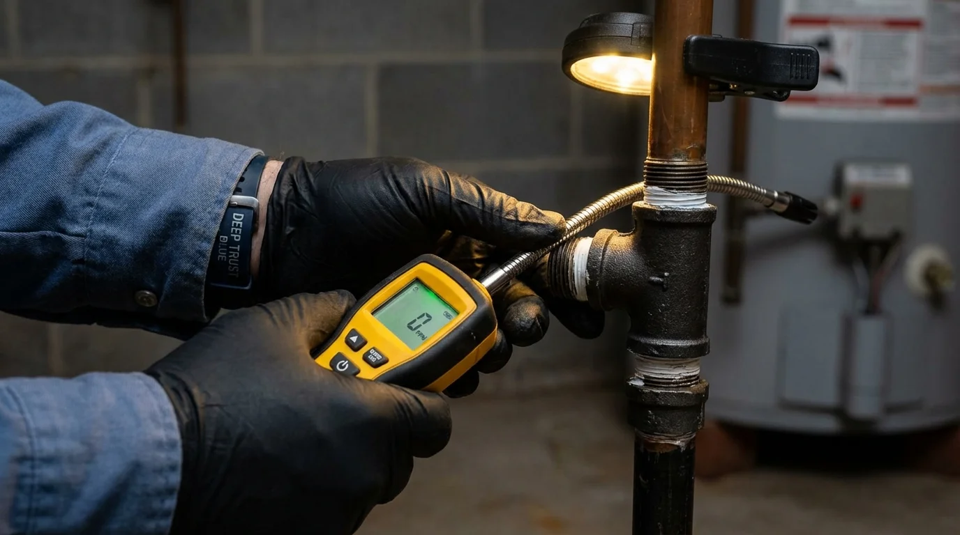 Gas leak detection with electronic sniffer by Johns Plumbing LLC in North Plains