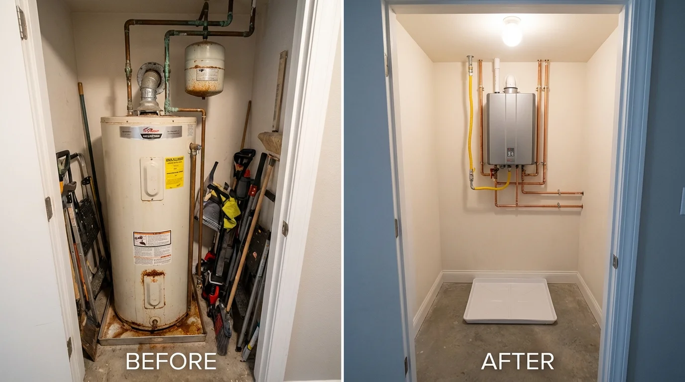 Tank water heater versus wall-mounted tankless unit comparison for North Plains, OR homeowners